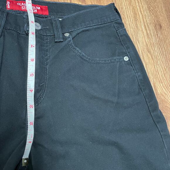 Levis Classic Slim Fit Stretch Dark Black Cropped Mom Jeans Size 8 Misses - Picture 8 of 9